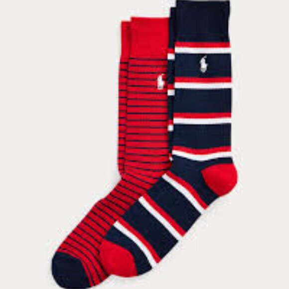 Polo Ralph Lauren Americana Stripe Crew Dress Socks 2-Pack - Picture 2 of 3